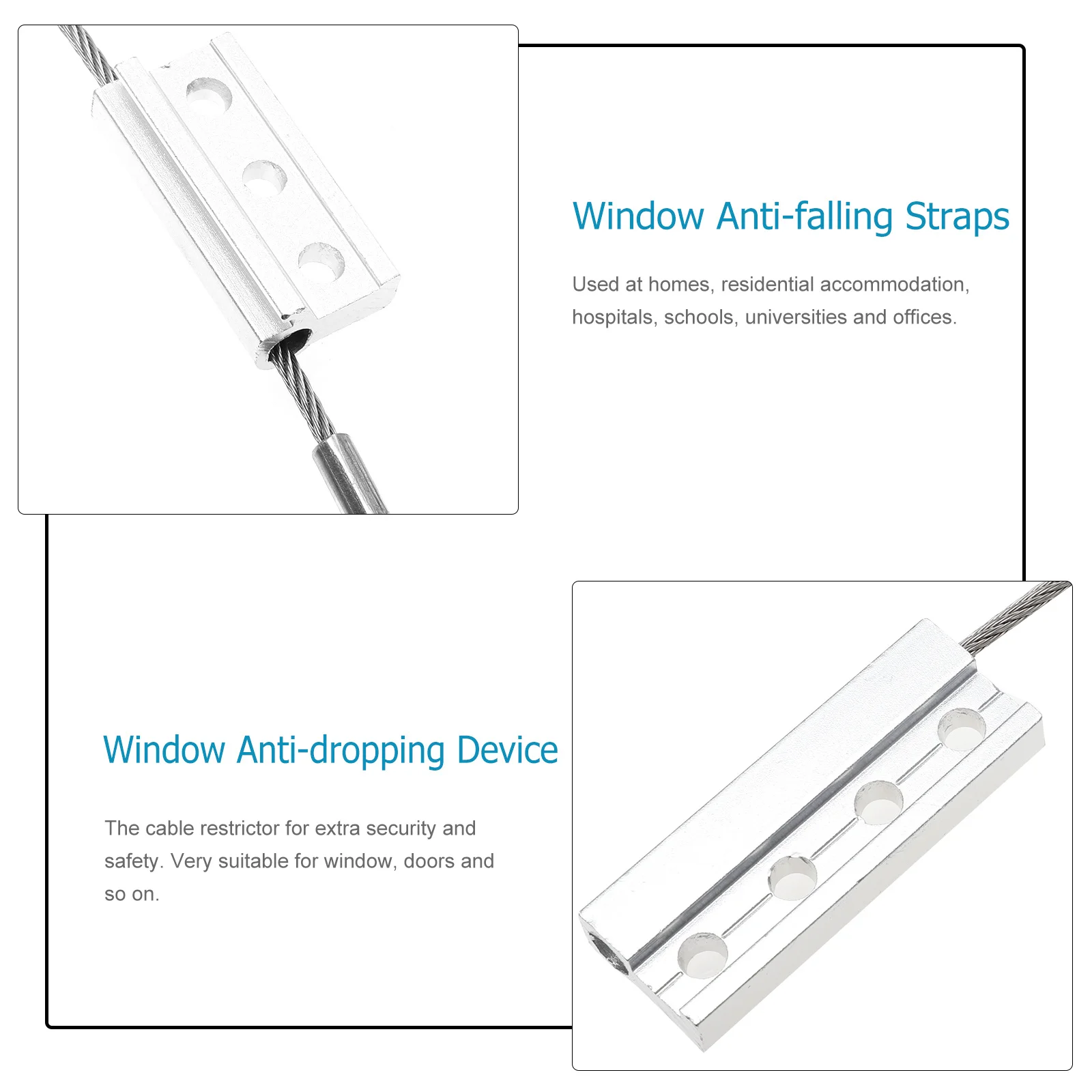 

3Pcs Safety Anti-Falling Wire Chains High-Grade Material Precision Production Window Door Security Metal Restrictor