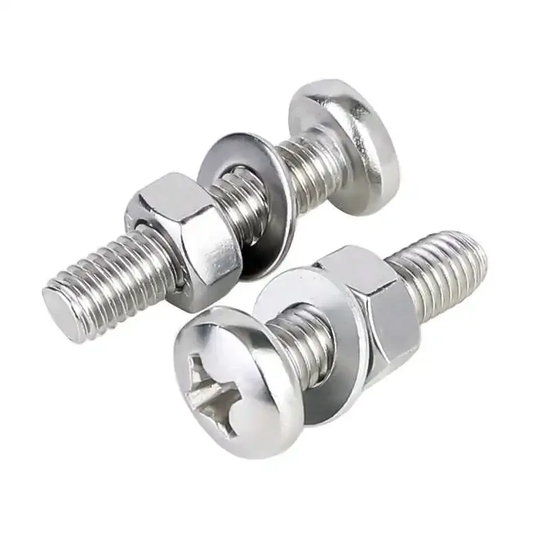 1~30PCS Round Head Cross Screw M2 M2.5 M3 M4 M5 M6 M8 M10 3 in1 Three-Piece Combination/Nut/Washer/Phillips Bolt Stainless Steel