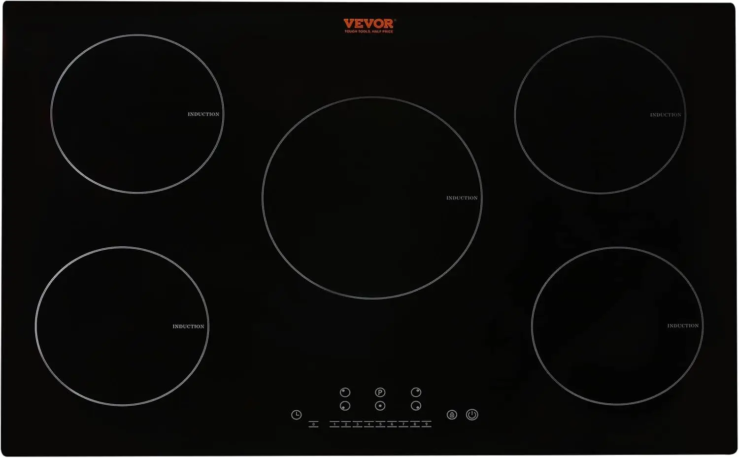 Electric Cooktop, 5 Burners, 30'' Induction Stove Top, Built-in Magnetic Cooktop 9200W, 9 Heating Level Multifunctional Burner