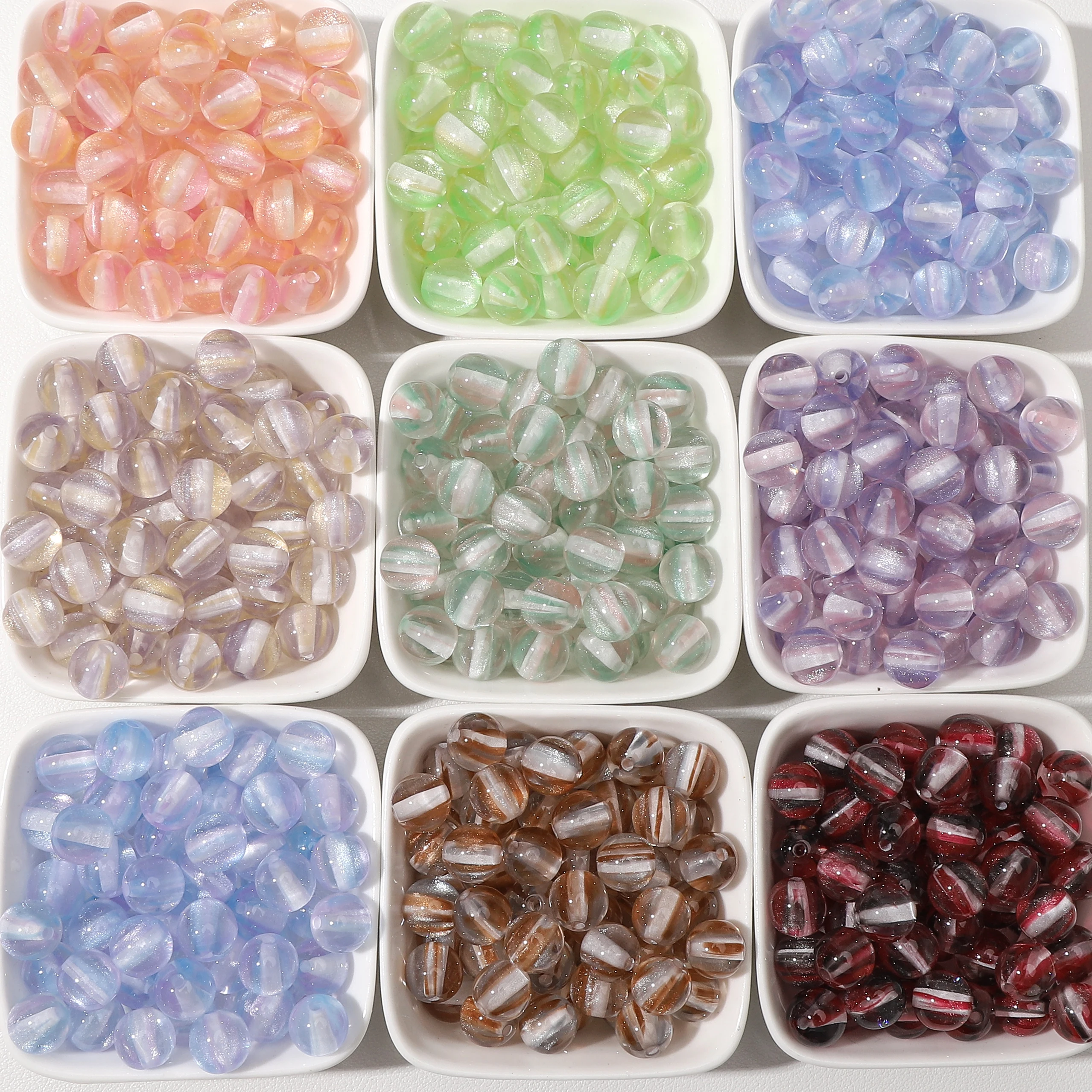 

New Arrival 8/10mm Resin Striped Round Decorative Beads For Jewelry Making Fashion Diy Handmade Necklace Bracelets Accessories