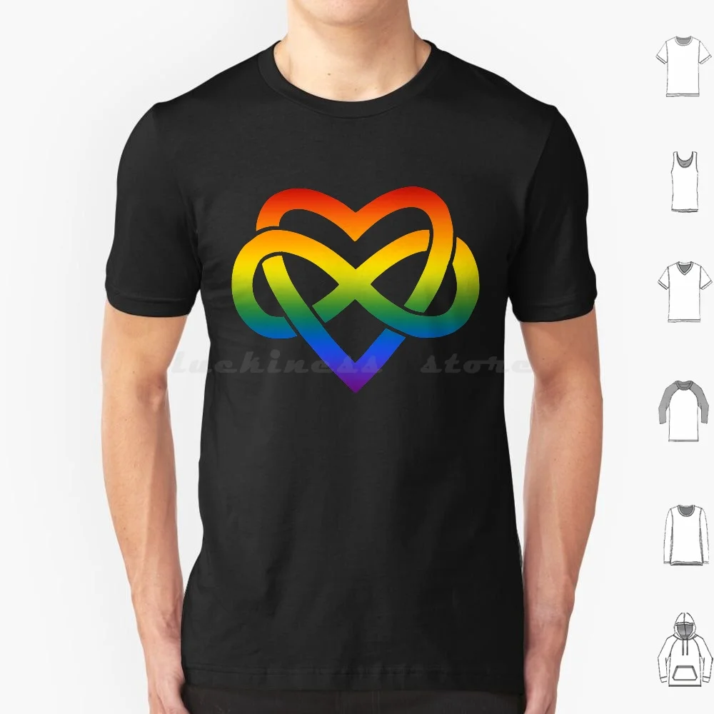 Rainbow Polyamory Inifinity Heart ( Black ) T Shirt Big Size 100% Cotton Polyamory Ethical Non Mongamy Non Monogamy Polyamorous