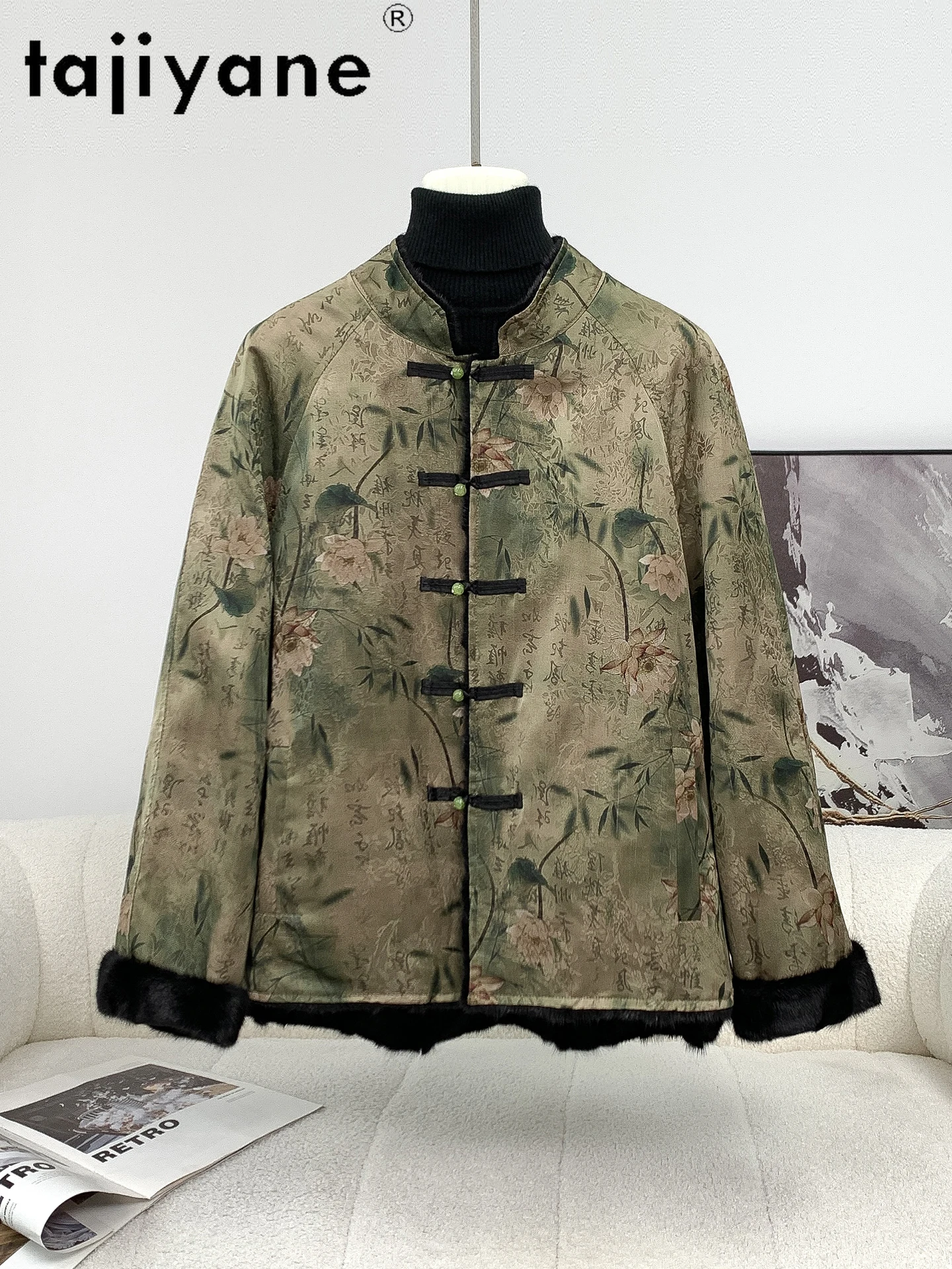 TAJIYANE 100% Naturalny Płaszcz z Futra Norki Damski Dwustronny Prawdziwe Futro Eleganckie Płaszcze w Chińskim Stylu Zimowe Ubrania Damskie 2025 шуба