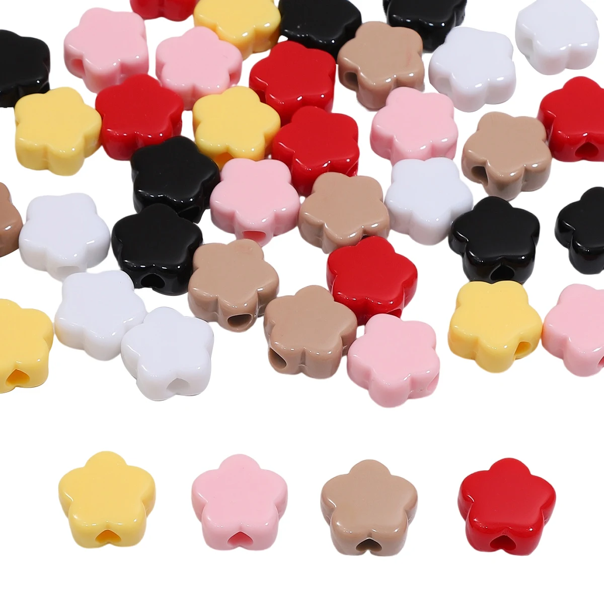 Über 20 Stück einfarbige Acrylperlen, kleine lose Blumenperlen, handgefertigte DIY-Produktion, Paarschmuck, Accessoires, Material
