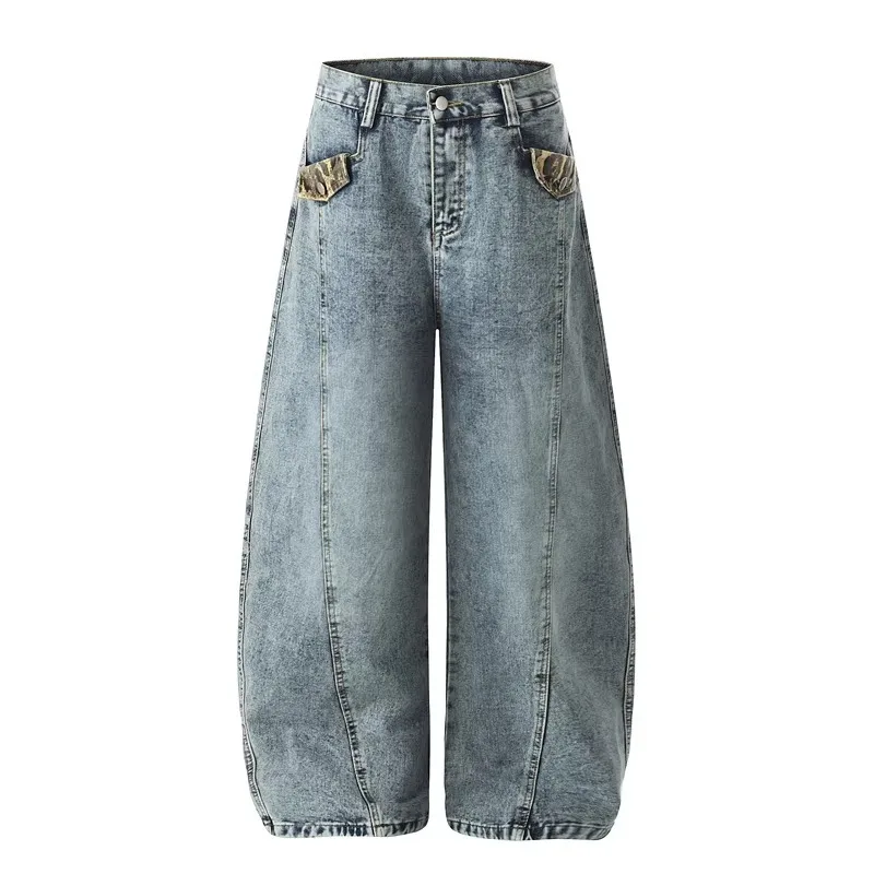 

Retro Washed American Style Knife Jeans Men's Loose Straight Leg Casual Long Trousers Comfortable Straight Tube Jeans