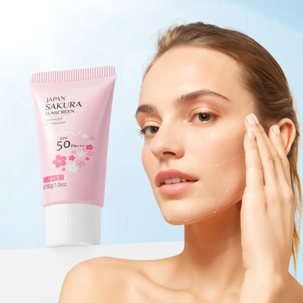 

Солнцезащитный крем LAIKOU Japan Sakura SPF 50+ с эффектом осветления, увлажняющий, для лица и тела, защита от УФ-излучения, 30 г