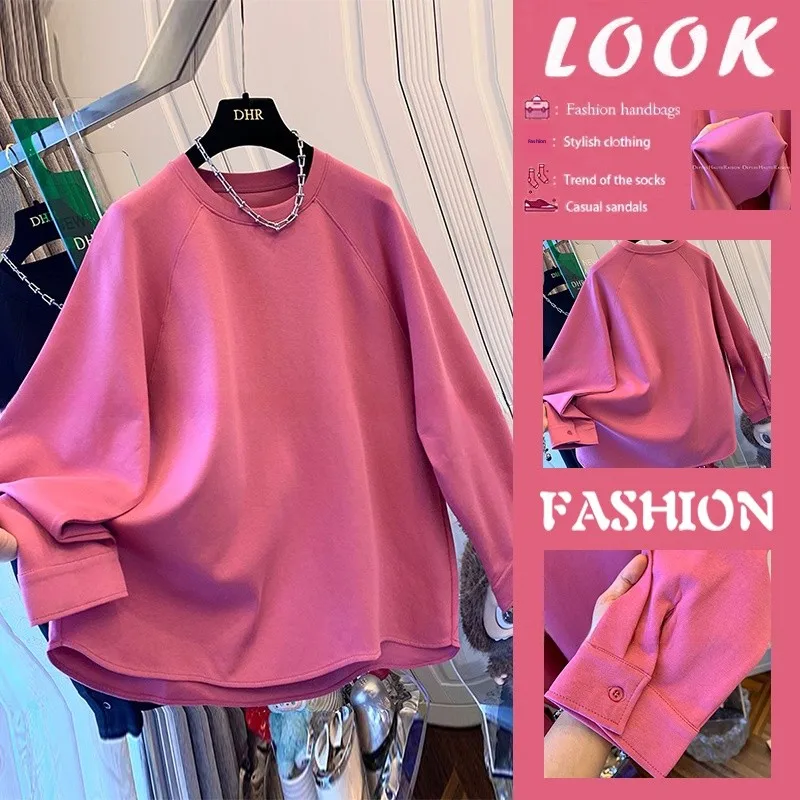 Fashionable Versatile Loose Women's Hoodie Spring Base Layer Shirt All-Match Casual Comfortable Breathable Anti-Wear