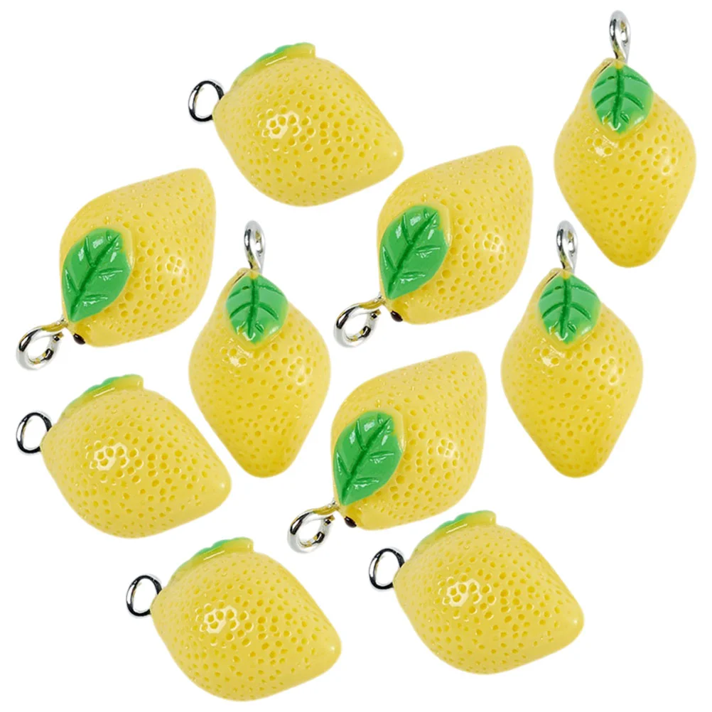 10 Pcs Simulation Lemon Pendant Shaped Charm Decorate Eye-catching Jewelry Plastic Bracelet Resin Charms DIY Making Necklace