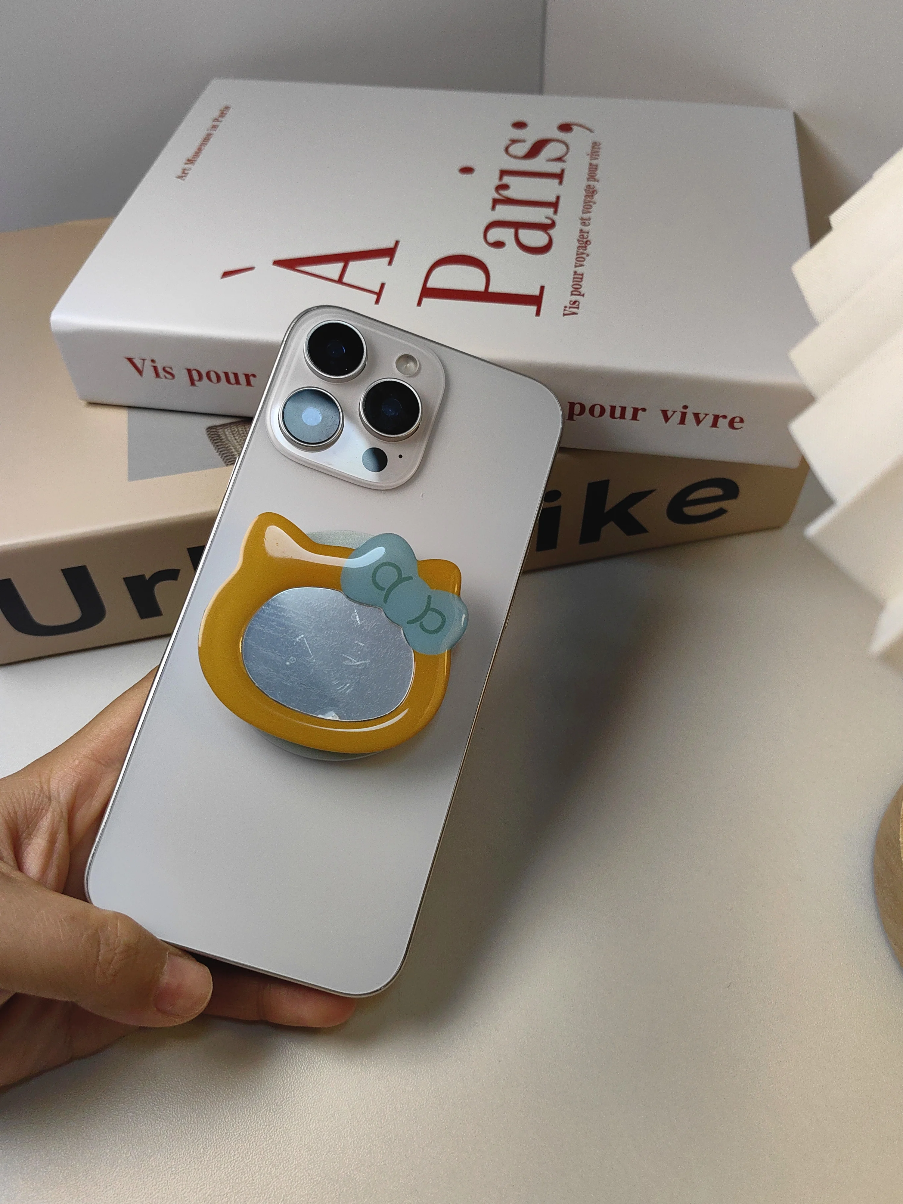 

Милый 3D-зеркальный держатель для телефона с изображением кота Griptok, кольцо на палец, поддержка iPhone, чехлы Samsung, Grip Tok, кронштейн для розетки, подарок для девочки