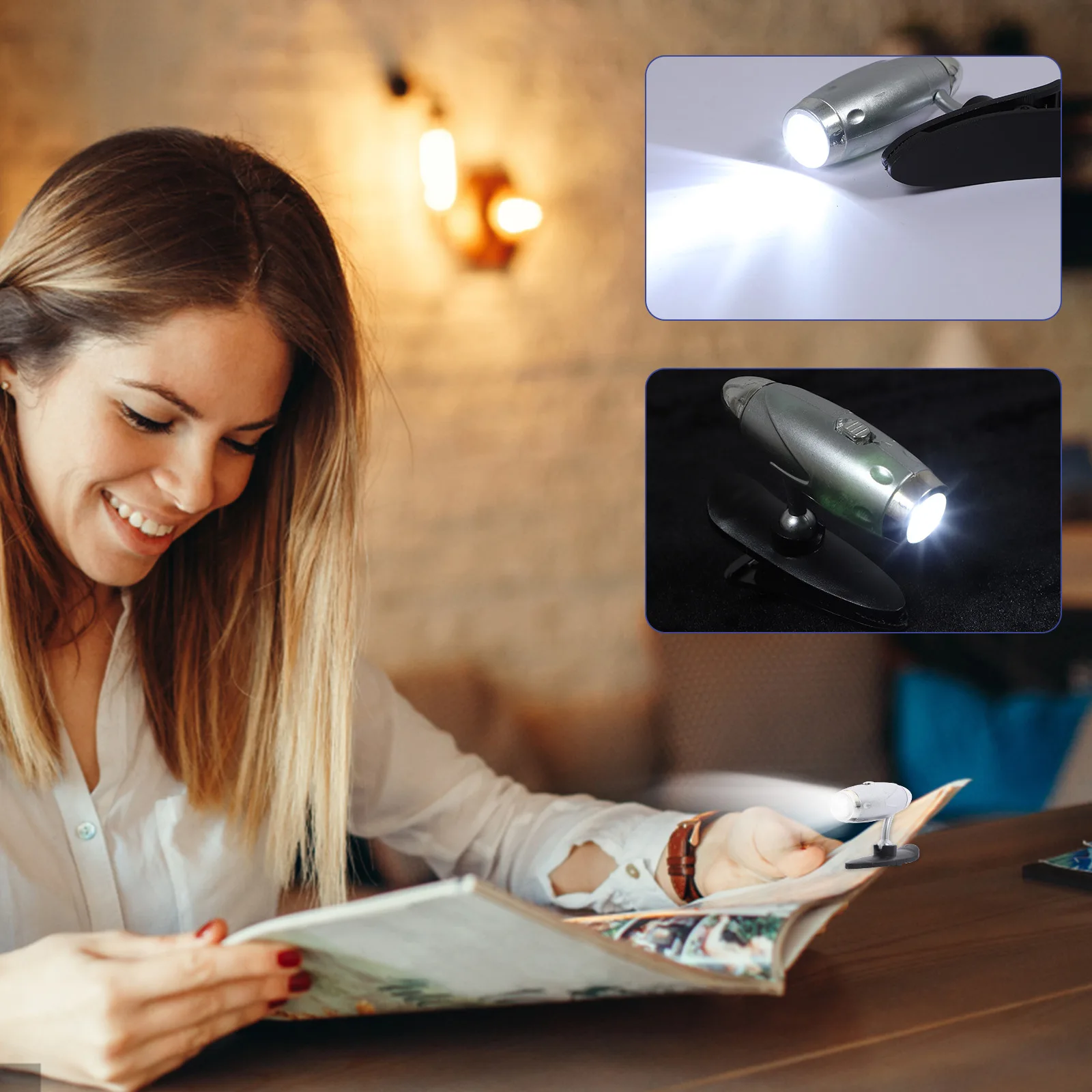 

Mini Clip on LED Book Light Adjustable Reading Lamp Silver for Bed Reading Portable Eye Protection LED Light Book Clip Lamp