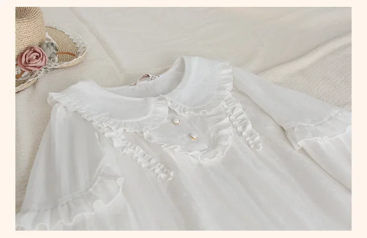 Sweet White Lolita Top ~ Kitten\'s Diary ~ Cute Peter Pan Collar Cotton Blouse