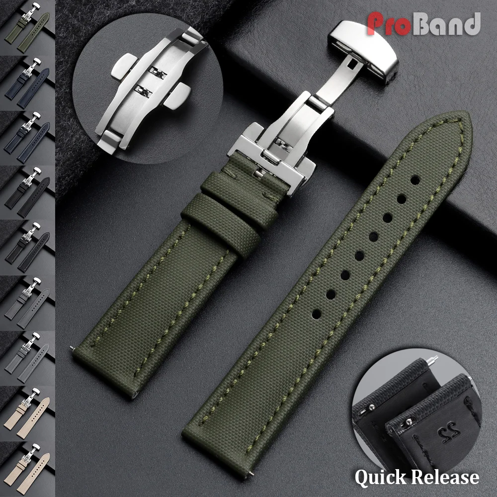 

Premium Sailcloth Watch Band Waterproof Canvas Nylon Straps Quick Release Bracelets 18mm 19mm 21mm 20mm 22mm Universal Wristbelt