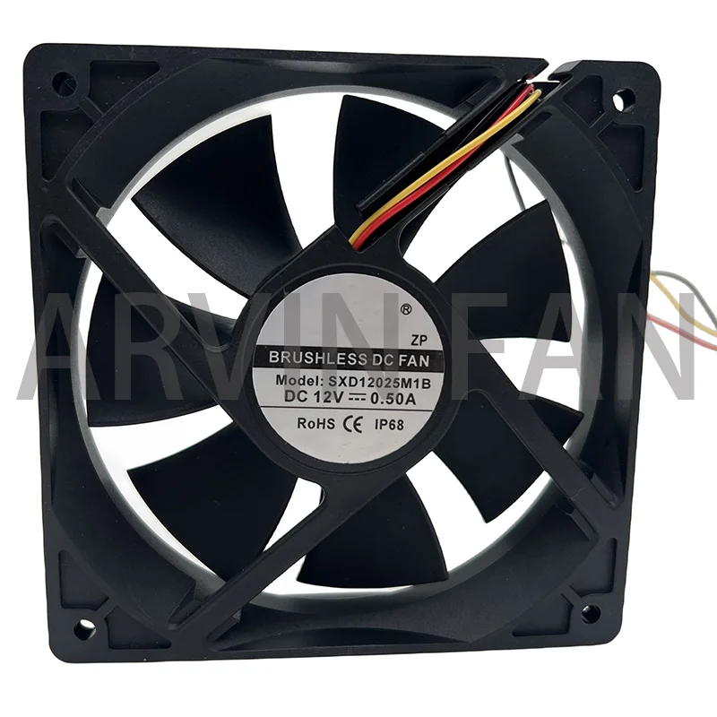 

Original SXD12025M1B Waterproof Dustproof IP68 Cooling Fan,120X120X25mm 3P 3-Pin Dual Ball Bearing 3050RPM,High Speed CFM Cooler