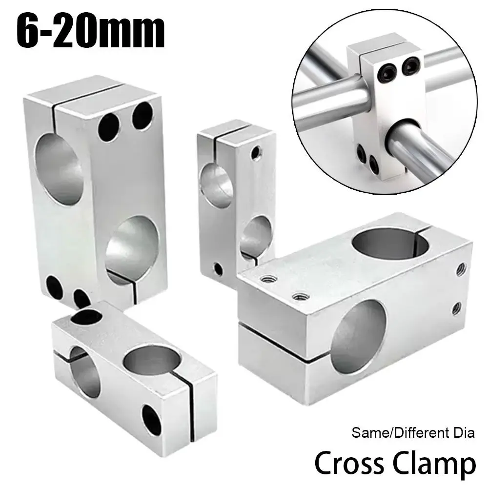 1Pcs Optical Axis Pillar Fixing Clamp Vertical Fixed Diameter Aluminum Alloy Steel Pipe Fixing Bracket Cross Block Optical Axis