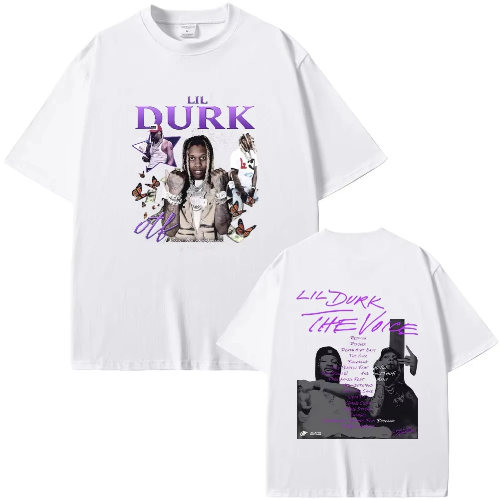 2025 مغني الراب ليل دورك الهيب هوب موضة تي شيرت تقليدي الرجال النساء الجولة الرقبة المتضخم التي شيرت الرجال 100_ عادية القطن قصير الأكمام