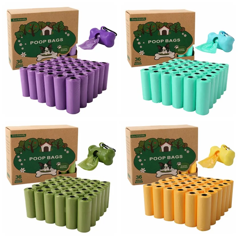 30/36Pcs Pet Garbage Bag Dog Color Poop Bags 0.08mm Dog Poop Bag Dispenser Dog Cleaning Supplies Dog Products for Dogs Cats