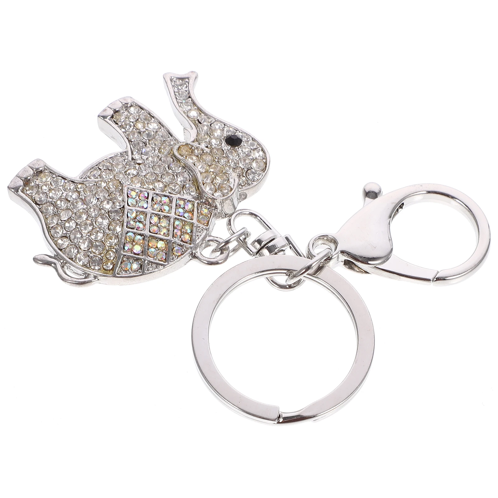 

Metal Diamond-inlaid Keychain Elephant Keychains Big Ear Crystal Purse Pendant Handbag
