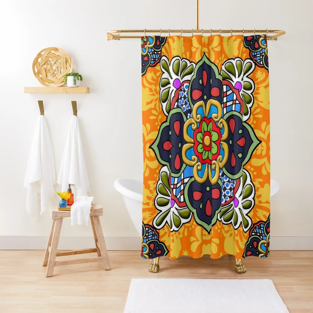 

Mexican Talavera Flower Shower Curtain Accessories For Shower And Services Bathroom Accessories Shower For Bathrooms Curtain