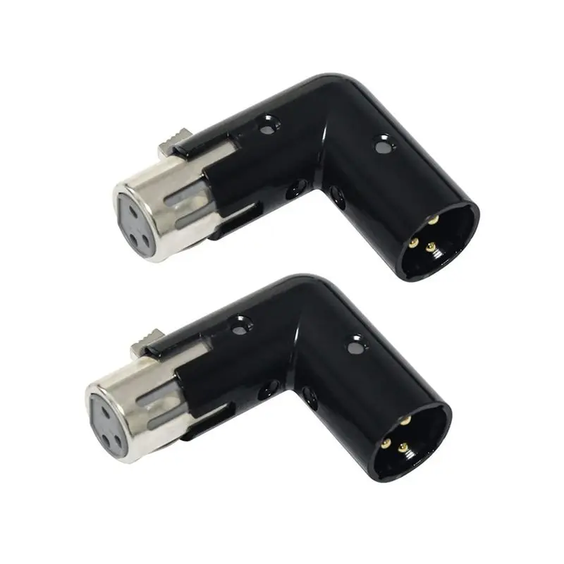 AS95 8Pcs 3Pin XLR Angle Adapter Adjustable Male to Female 90 Degree - Metal Housing for Audio Mixer