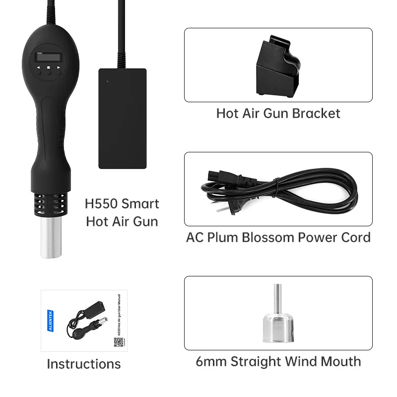 Pistola de aire caliente Digital eléctrica de mano, herramienta de calefacción de temperatura ajustable, estación de soldadura rápida, H550, 550W