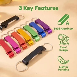 50pcs Plain Metal Portable Can Opener Blank Aluminium Key Chain Ring Can Openers No Engrave without Custom Restaurant Gifts