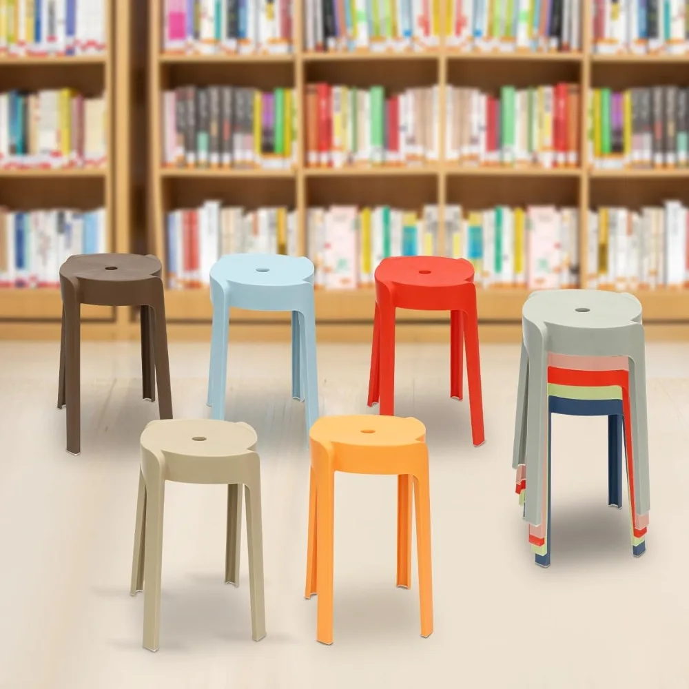 

5/10 Pack Plastic Stackable Stools 18 Inch Height Stack Stools Colorful Nesting Stools Portable Plastic Round Stools (10Pack)