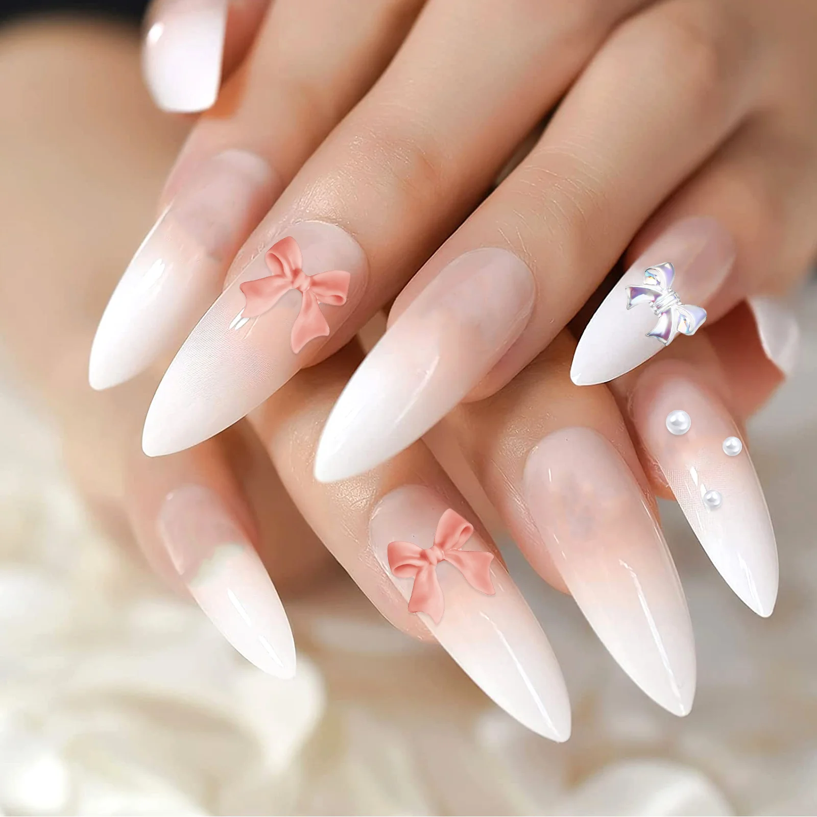 

Bow Ornaments Nail Accessories Charm Bows Nails Charms Resin Shaped Manicure Decors Cute Strong Materials Easy Pair Wide