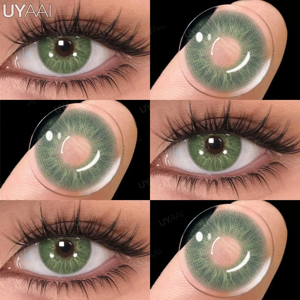 UYAAI Color Contact Lenses Set 10ml Eye Drops Lenses 1 Pair Contact Lens Cleaner Container Blue Eye Color Lenses Gray Lenses