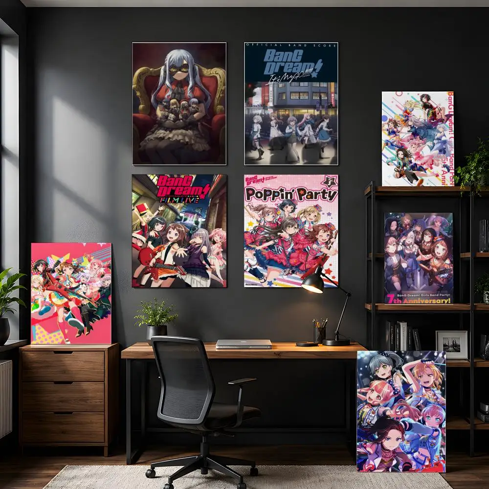 Anime B-BanG Dream Poster HD Self Adhesive Wall Art Waterproof Removable for Bedroom Living Room Home Decor No Frame 1PC