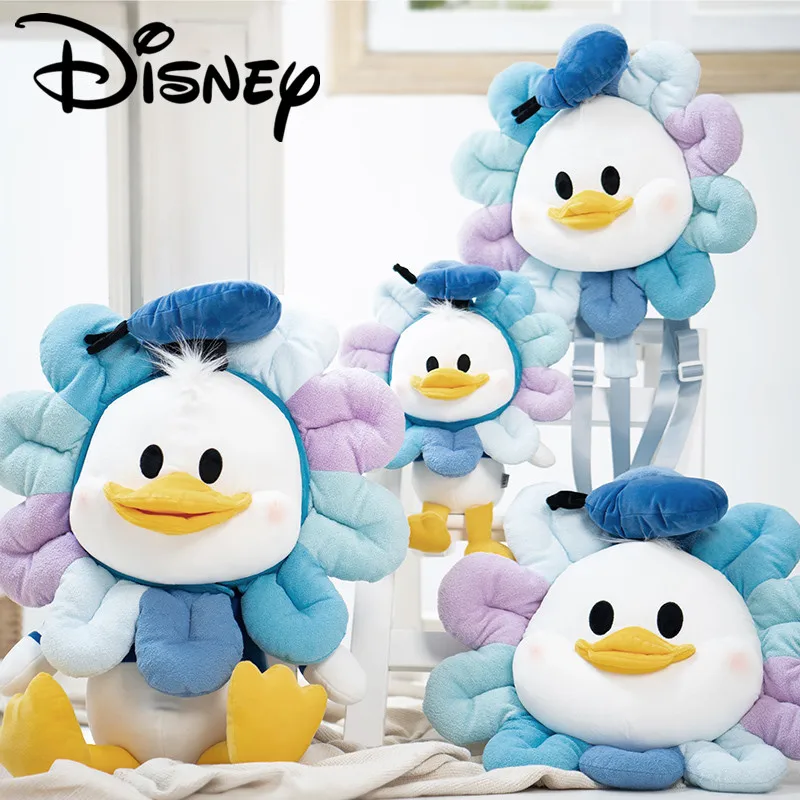 

Disney Sunflower Mickey Minnie Pillow Plush Dolls Donald Duck Anime Backpack Large Capacity Plushie Bag Children's Toys Gift