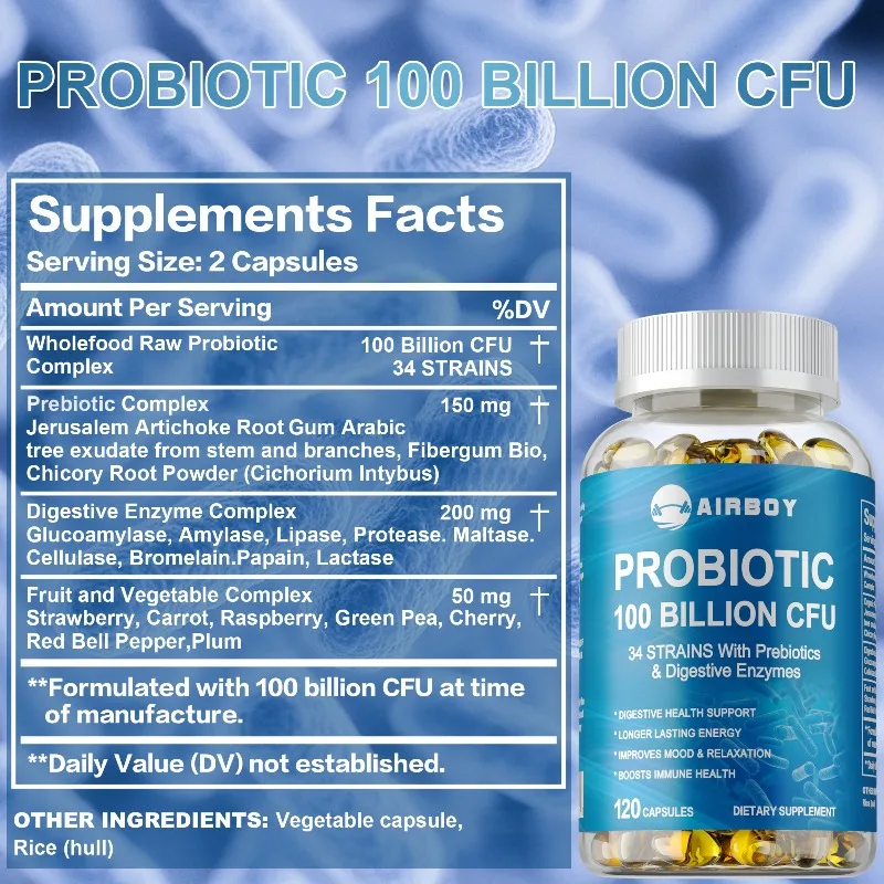 Probiotics 100 Billion CFU - Regular Bowel Movements, Balances Intestinal Flora, Promote Digestion & Absorption,Enhance Immunity
