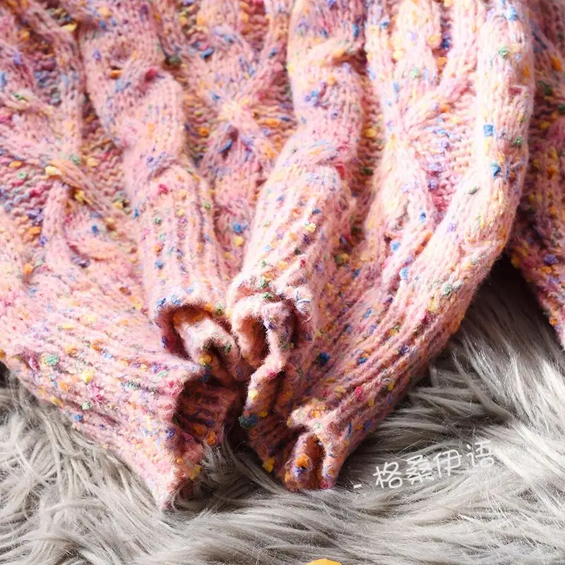 Wholesale Thick Thread Cable-Knit Pullover Sweater Women's Loose Outer Wear Spring and Autumn Korean Style Flab Hiding All-Match