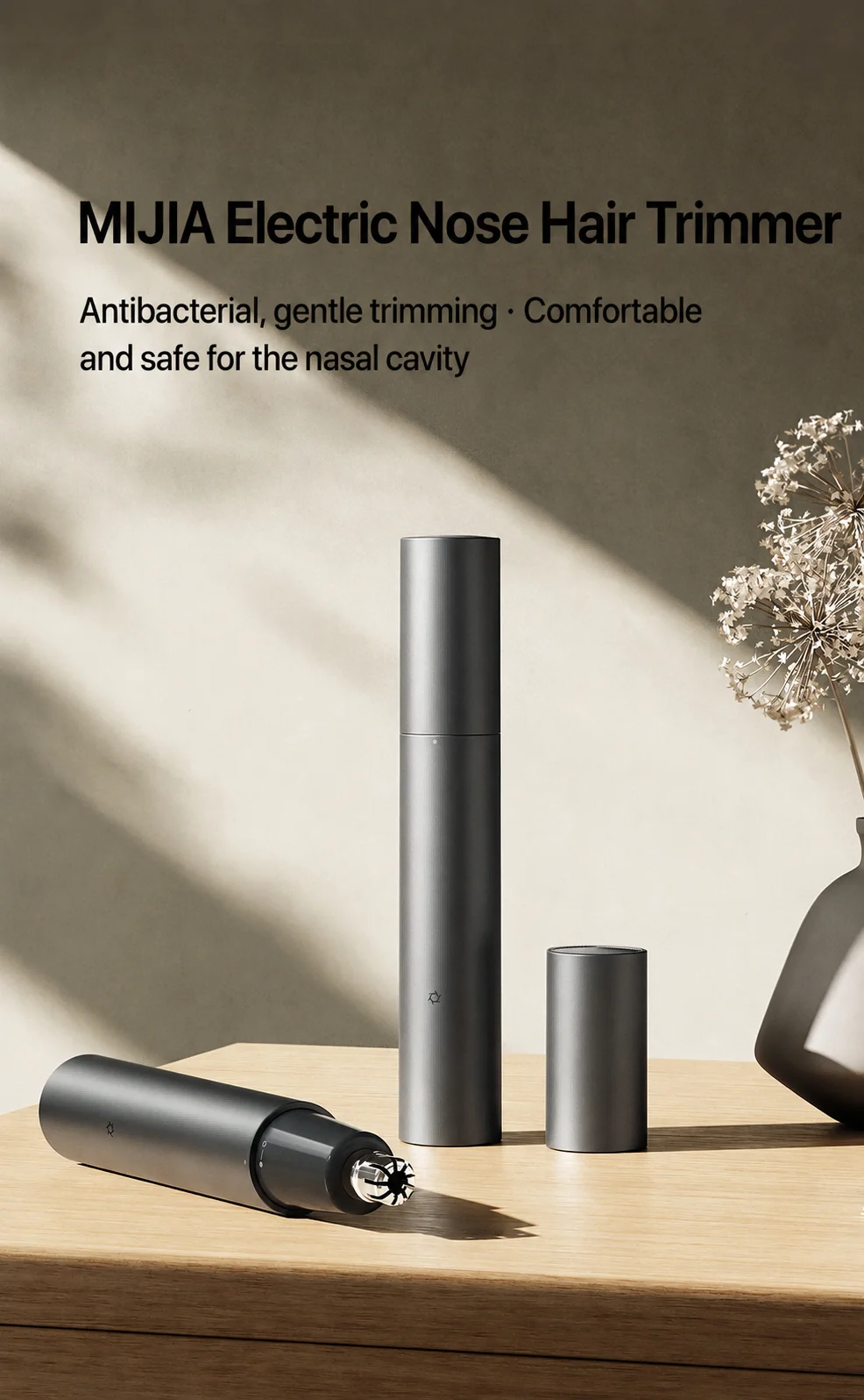 MIJIA Elektrischer Nasenhaartrimmer, Klinge mit nanobakterieller Beschichtung, abnehmbares Gehäuse, leicht und tragbar, chinesische Version – Detail 1