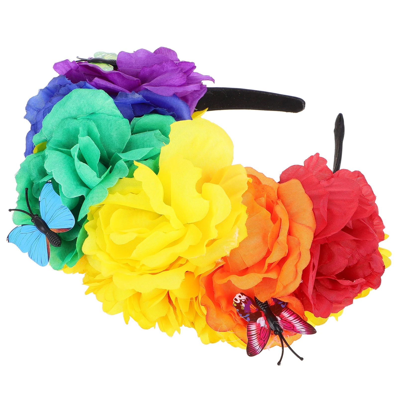 

Colorful Hairb Faux Flowers Women Party Accessories Floral Headpiece Costume Rose Prom Halloween Mexican Hoop Hair Tool