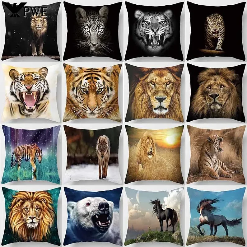 

45x45cm polyester beast african lion digital print pillow cases dakimakura pillow covers decorative