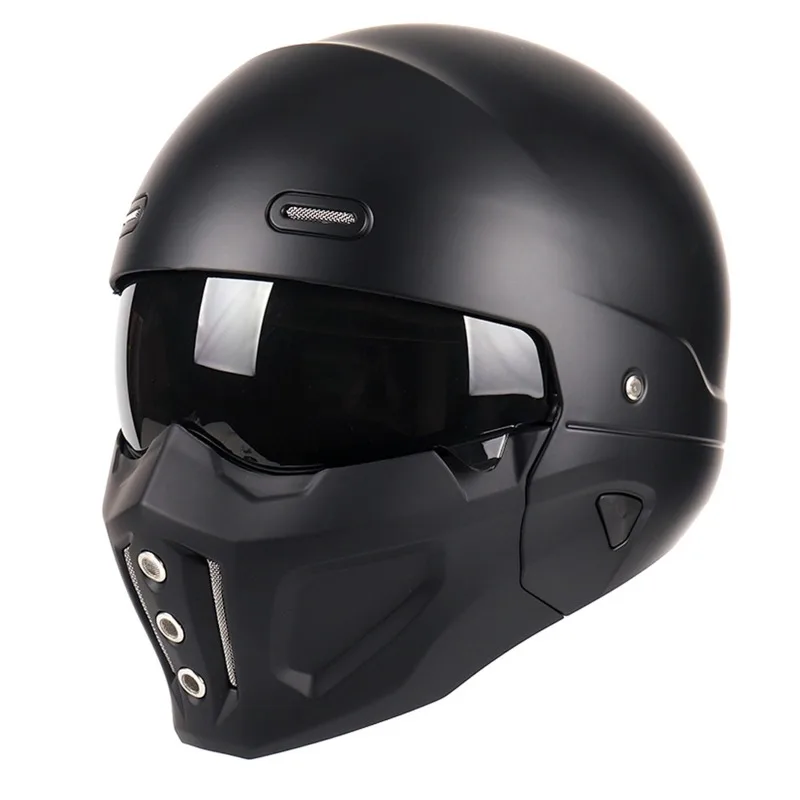 Retro Unisex Motorcycle Helmet Full Face Electric Bike Scorpion Design 3C Certified Four Seasons Half Helmet Combination