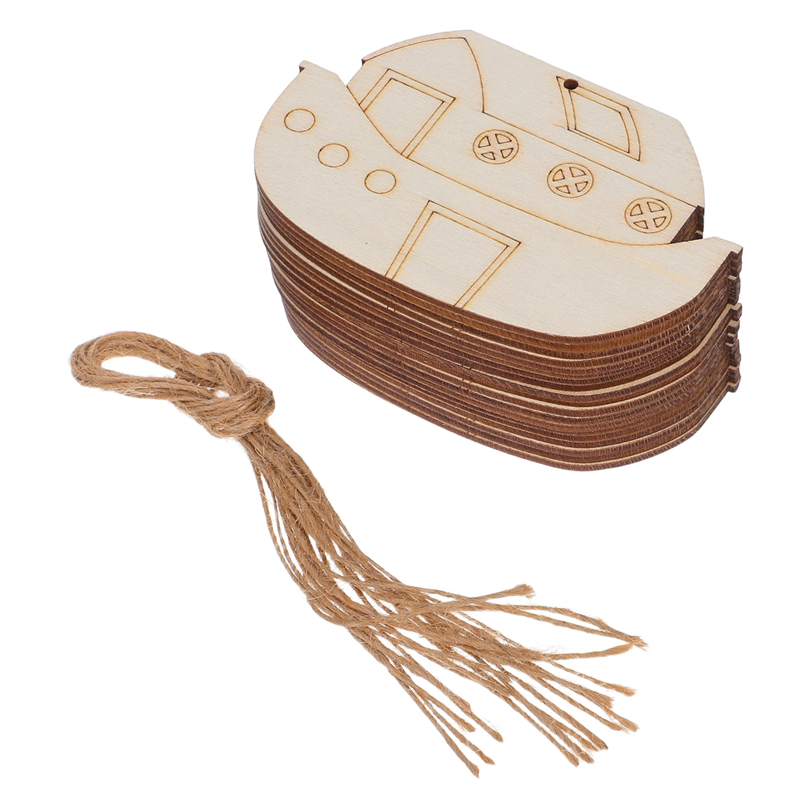 

20Pcs Wooden Sailboat Shape Cutouts Unfinished DIY Wood Crafts for Painting Blank Nautical Hanging Ornaments with Ropes