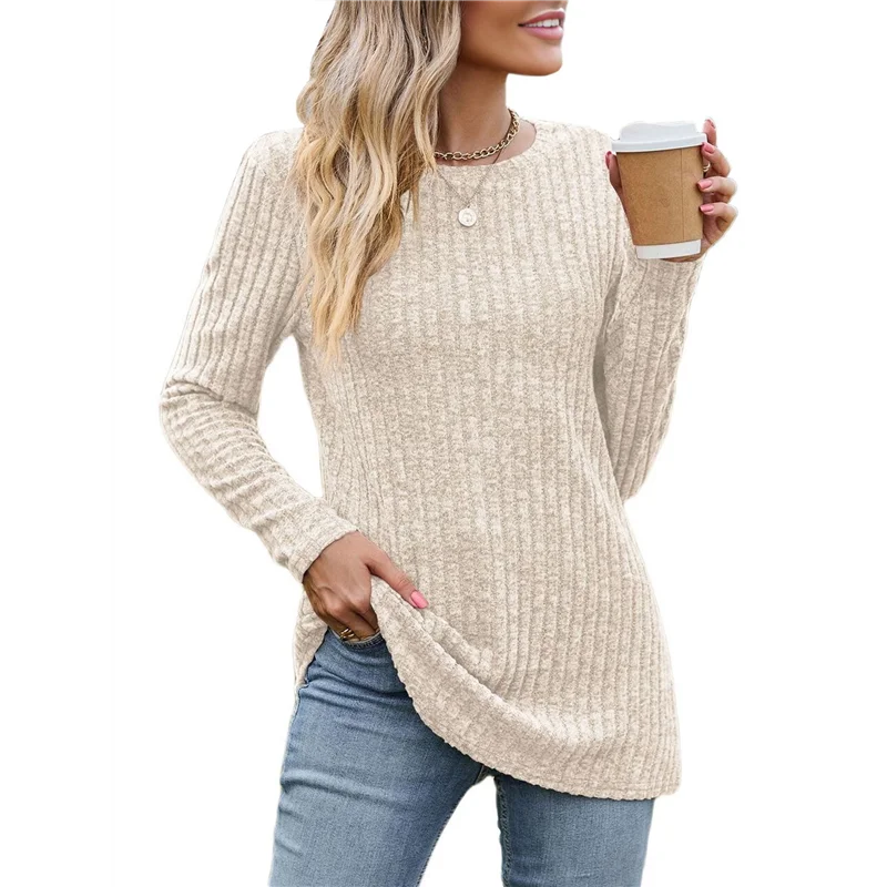 

ABRT-Женские блузки Элегантные повседневные рубашки с длинными рукавами Деловая повседневная одежда Осенние свитера Теплый абрикос XL