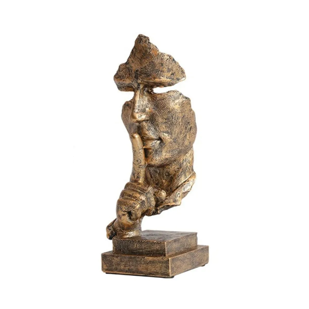 

Golden Silence Abstract Mask Sculpture Set Silence is Golden Statue Nordic Statue Silence Retro Resin Desk Sculpture No Speaking