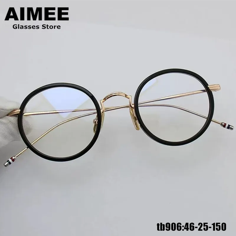

Высокое качество, брендовые очки New York tb906, сверхлегкая оправа для очков из чистого титана, мужская и женская винтажная круглая оправа для очков