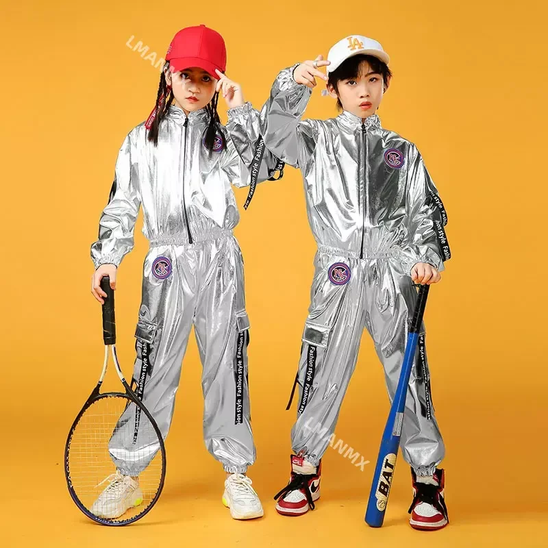 

Детские костюмы в стиле хип-хоп с космосом и астронавтом, комплект одежды для мальчиков и девочек, серебряные джазовые танцевальные костюмы, костюм для сцены