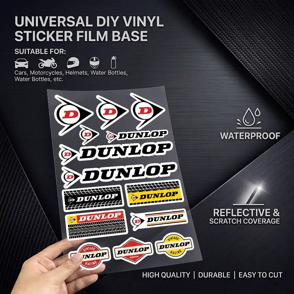 D-Dunlop-p High Visibility Reflective Waterproof Decal Scratch Hide Sticker Fit Car Motorcycle Helmet Refrigerator