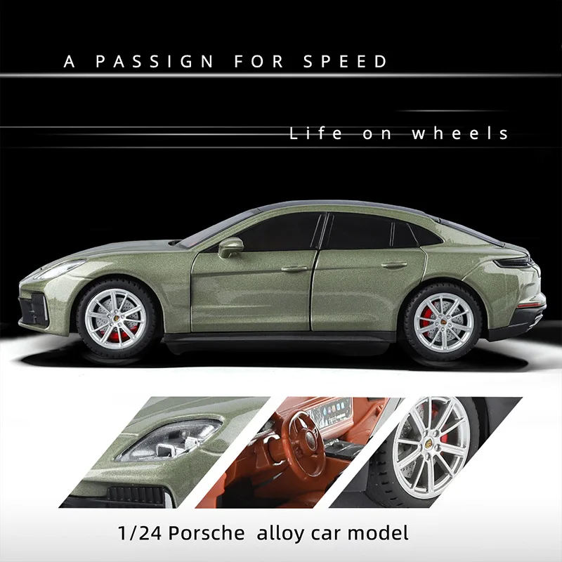 1:24 Porsche Panamera Auto sportiva Simulazione Pressofuso in lega di metallo Modello di auto Suono e luce Tirare indietro Collezione Giocattolo per bambini Regali