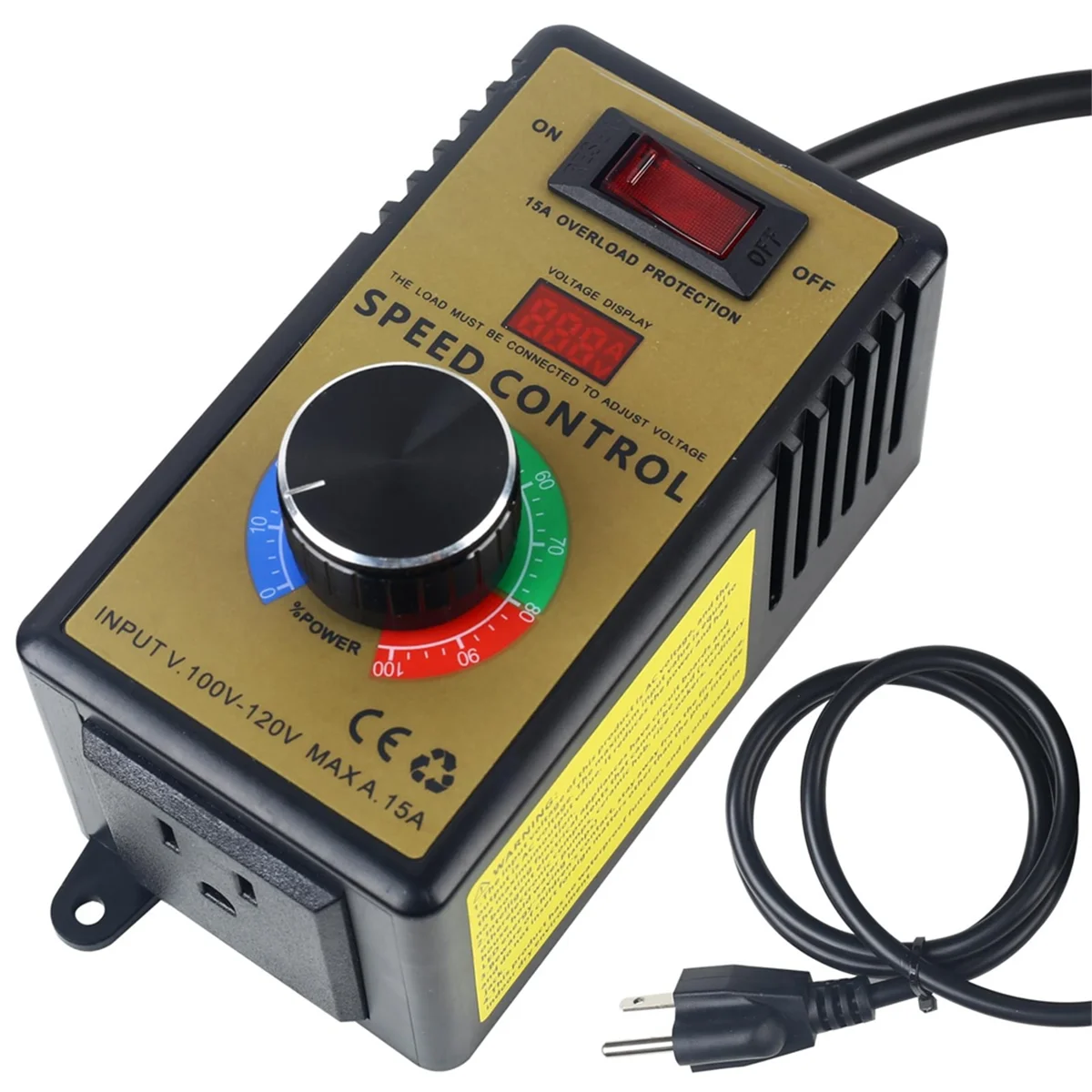 Contrôleur de vitesse de moteur ABZV-AC-régulier 100V-120V et 15A Max, régulateur de vitesse Variable de ventilateur électrique prise américaine