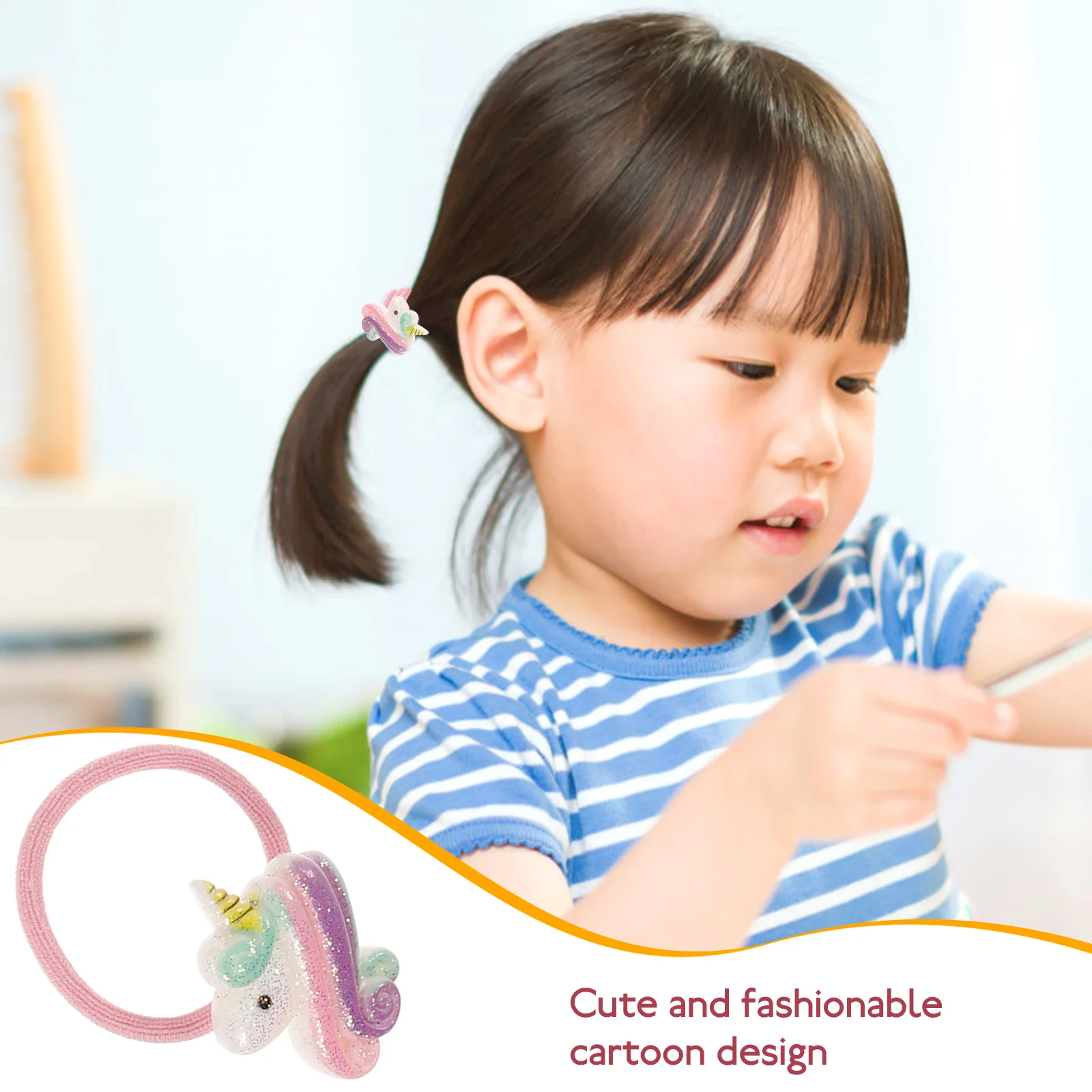 

Unicorn Ties Elastic Bands Ponytail Holders Girls Accessories Students Thin Hair Hair Care Styling Tools