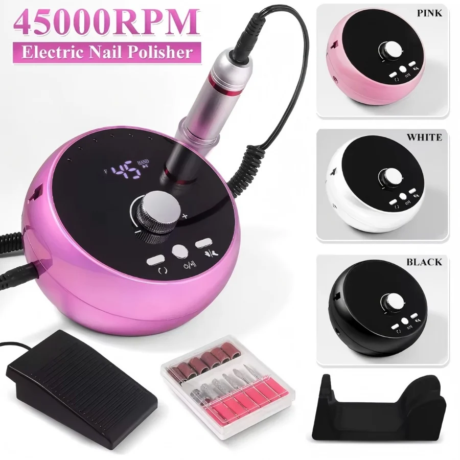 プロ用ネイルマシン 45000RPM 電動ネイルドリル ホワイト ピンク パープル ネイルサンダー ジェル キューティクルリムーバー