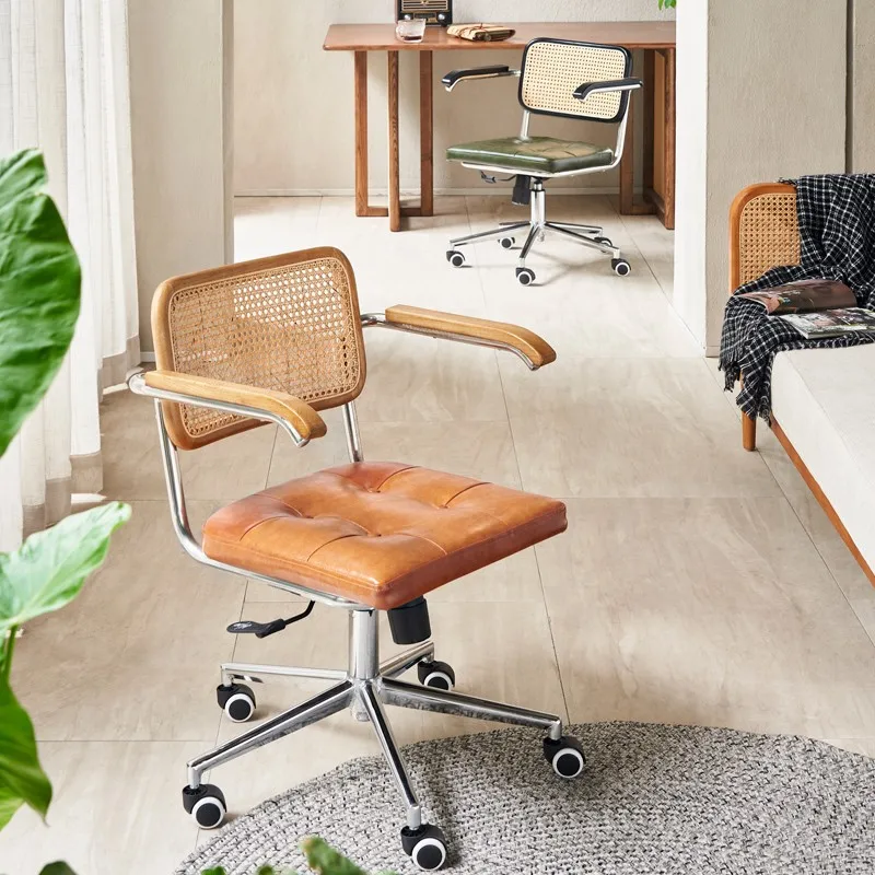 

Household rattan office chair Modern simple rattan lift computer chair Nordic backrest sedentary bed and breakfast recliner