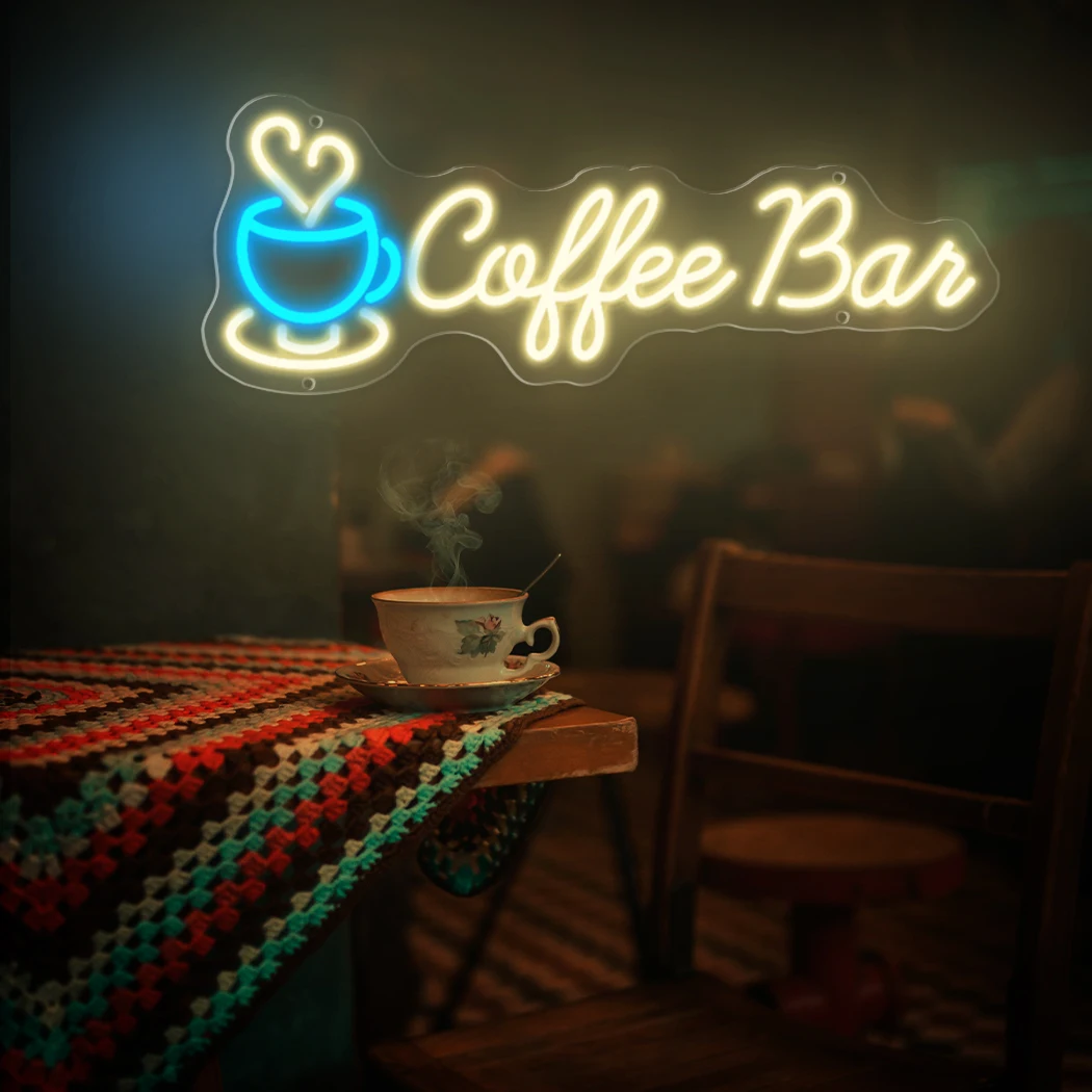 Coffee Bar Neon Sign LED USB Powered Hanging Light for Cafe Restaurant Home Kitchens Restaurants Shops Bar Art Party Decoration