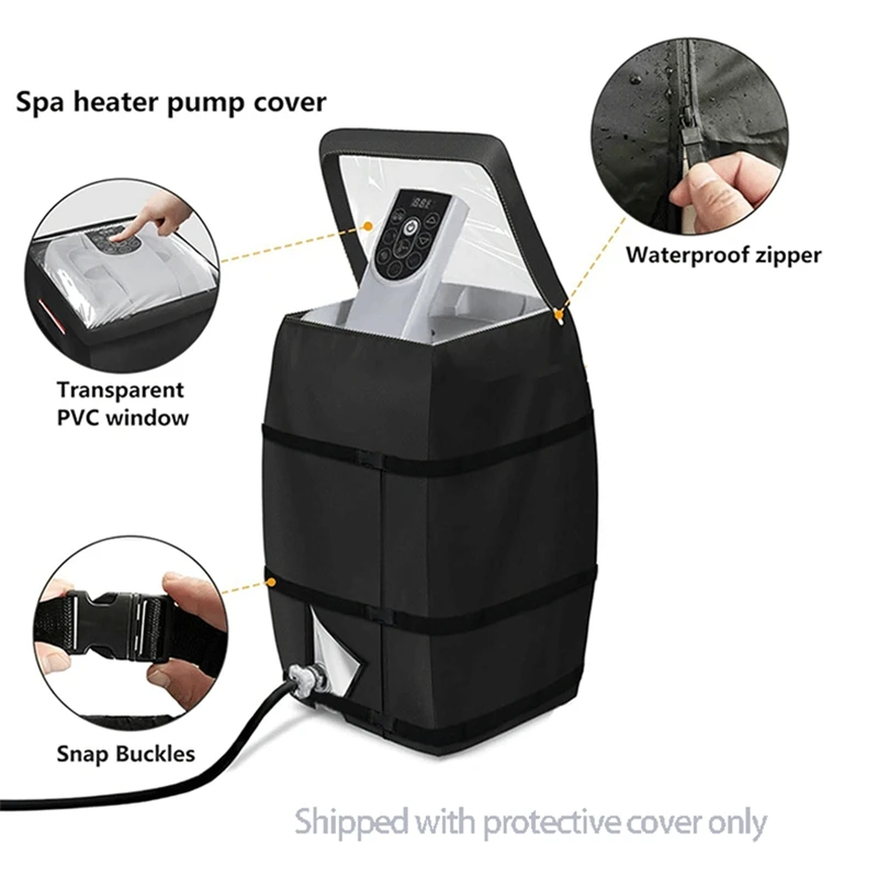 Hot Tub Spa Heater Pump Cover With Transparent PVC Top Window, Waterproof Inflatable Hot Tub Pump Cover Easy Install 1Pcs