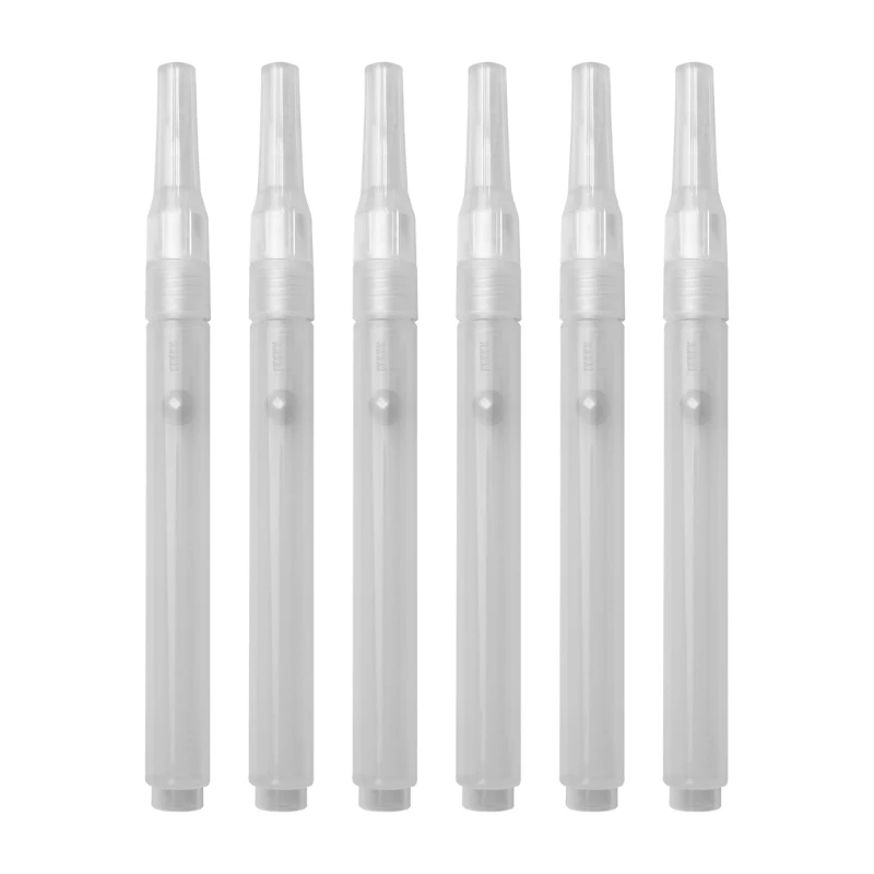 6Pcs Clear Empty Brush Pen Refillable Acrylics Empty Marker Pen Empty Paint Pen For Painting on Paper Wood Fabric Canvas