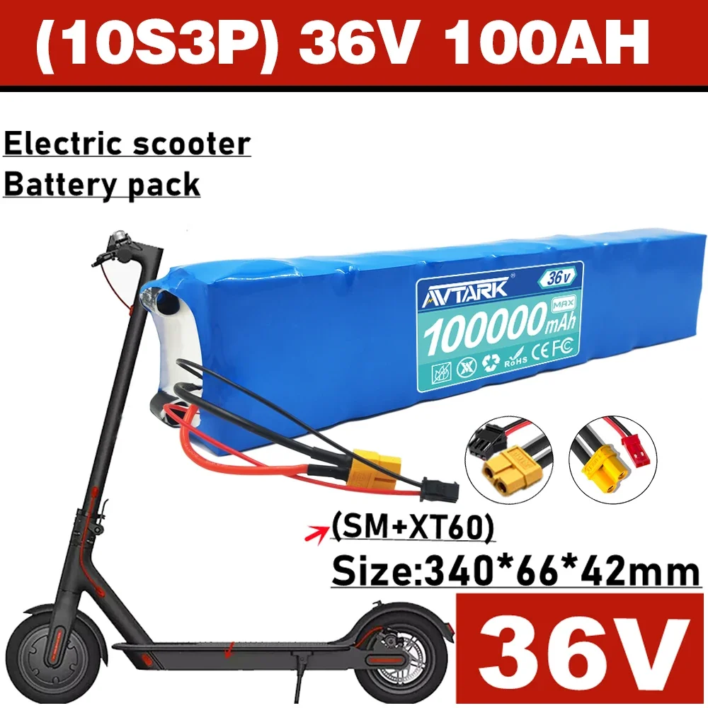 

36V 100Ah 10S3P 18650 Lithium Battery Pack 20A BMS For XIAOMI MIJIA M365 PRO E-bike Bicycle Scooter